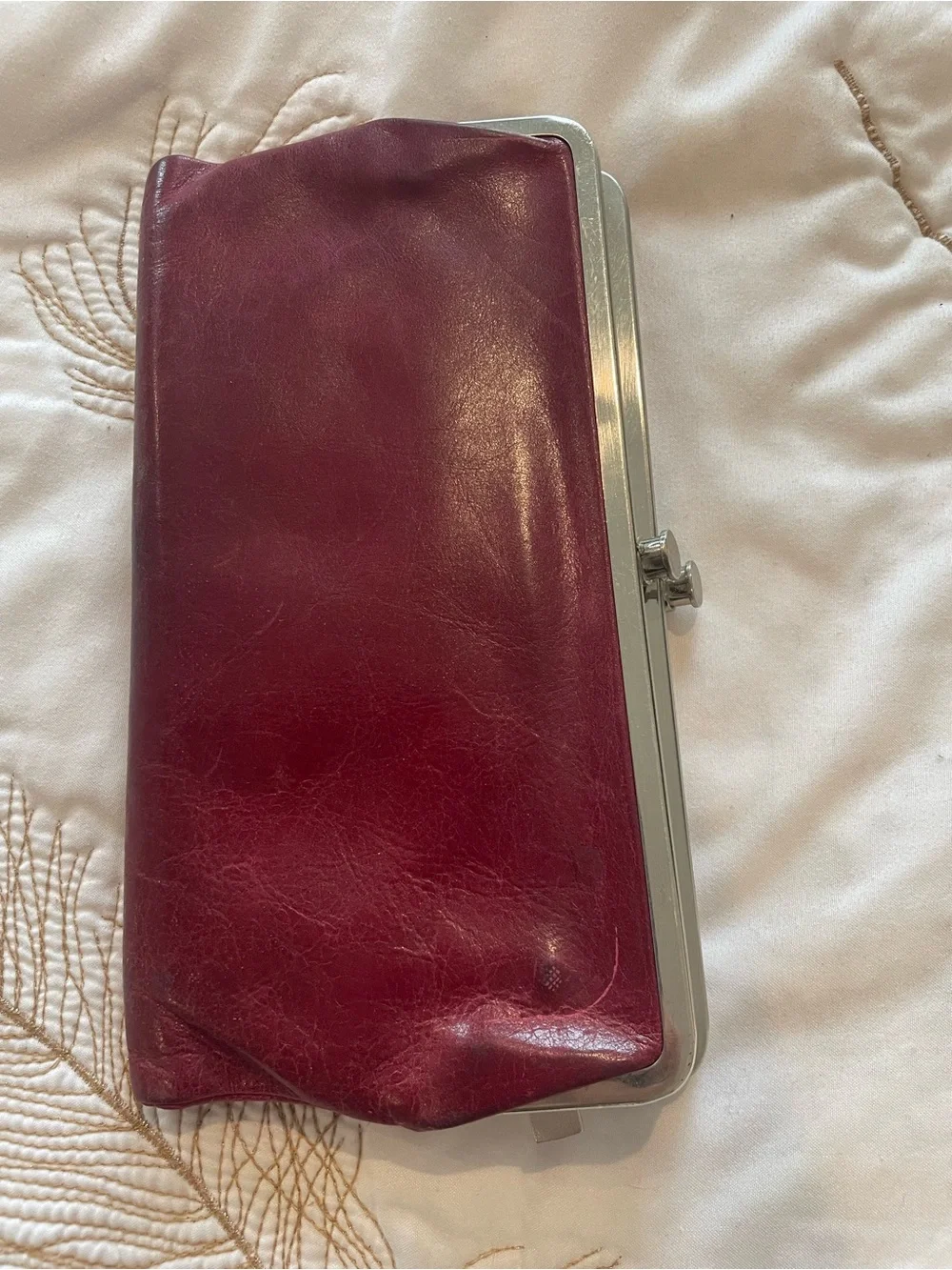 HOBO Burgundy Leather Frame Clasp Wallet